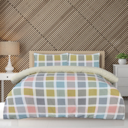 Smart Living King Size Crosshatch Check Duvet Set - thumbnail 1