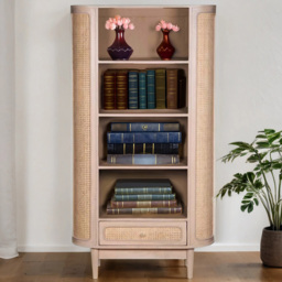 Brooklyn Single Drawer 4 Shelf Cane and Mango Wood Bookcase