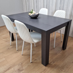 Kosy Koala 4 Seater Faux Leather Gem Pattern Dining Set Dark Grey and White