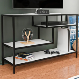 Decorotika Robins 3 Shelf Black and White Industrial Metal TV Unit