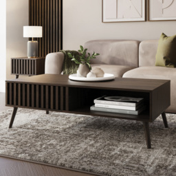 GFW Rowan Walnut Single Drawer Single Shelf Slatted Coffee Table