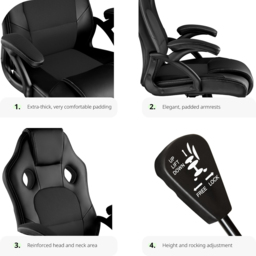 tectake Tyson Black Gaming Chair - thumbnail 4