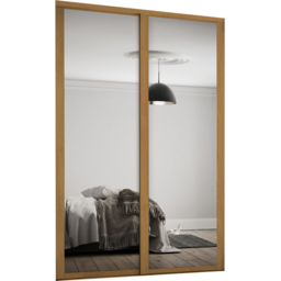 Spacepro Shaker 2 Door Oak Frame Mirror Sliding Wardrobe Kit 1753mm - thumbnail 1