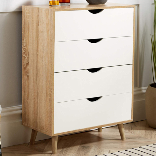 Home Source Boden Oak and White 4 Drawer Chest of Drawer - image 1