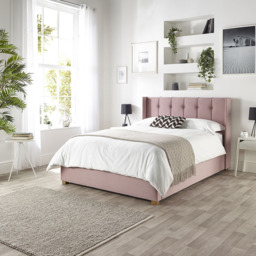 Catherine Lansfield Utopia King Size Blush Velvet Ottoman Wing Bed - thumbnail 4