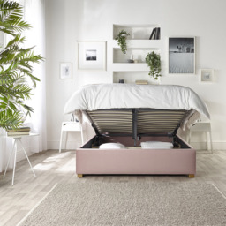 Catherine Lansfield Utopia King Size Blush Velvet Ottoman Wing Bed - thumbnail 2