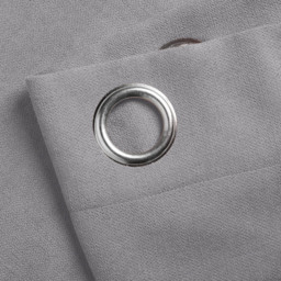 Alan Symonds Velvet Chenille Ring Top Eyelet Curtains Silver 142 x 183cm - thumbnail 2