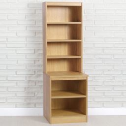 R White Cabinets Brown 6 Shelf Bookcase with Hutch