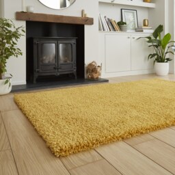 Ozzy Plain Shaggy Rug - Ochre - 160x230cm - thumbnail 2