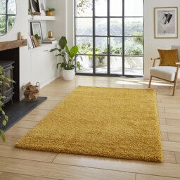 Ozzy Plain Shaggy Rug - Ochre - 160x230cm - thumbnail 3