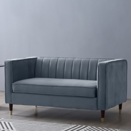 Home Detail Thomas 2 Seater Grey Velvet Sofa