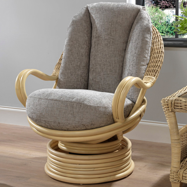 Desser Arlington Grey Natural Rattan Swivel Rocker Chair - image 1