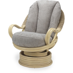 Desser Arlington Grey Natural Rattan Swivel Rocker Chair - thumbnail 2