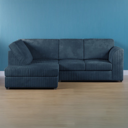 Luxor 4 Seater Navy Blue Jumbo Cord Left Hand L Shaped Corner Sofa with Full Back