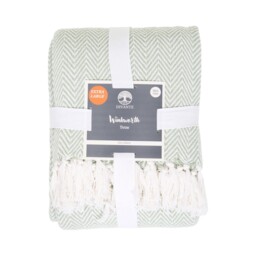 Winkworth Herringbone Pattern Throw Green - thumbnail 1