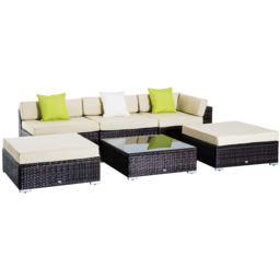 Outsunny 6 PC Rattan Sofa Set Brown - thumbnail 2