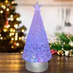 White Glitter Crystal Spinning LED Christmas Tree 12cm