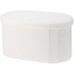 Jack Stonehouse Teddy Boucle White Collapsible Pouffe Ottoman 85L - thumbnail 2