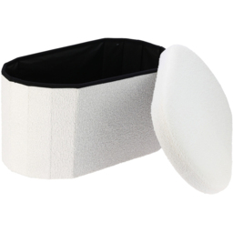 Jack Stonehouse Teddy Boucle White Collapsible Pouffe Ottoman 85L - thumbnail 3