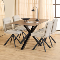 Florence Heaven Dean Rusty Brown and Beige 4 Seater Ceramic Top Dining Set