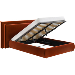 SOLACE+CO Sigrid Burnt Orange Double Velvet Ottoman Bed - thumbnail 3
