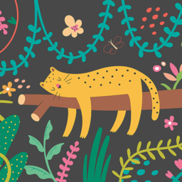Origin Murals Sleeping Jungle Leopard Black Wall Mural - thumbnail 2