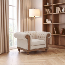 Premier Housewares Cabra Cream Chesterfield Armchair - thumbnail 4