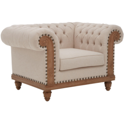 Premier Housewares Cabra Cream Chesterfield Armchair - thumbnail 2