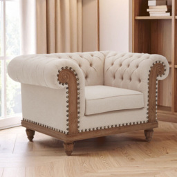 Premier Housewares Cabra Cream Chesterfield Armchair - thumbnail 1