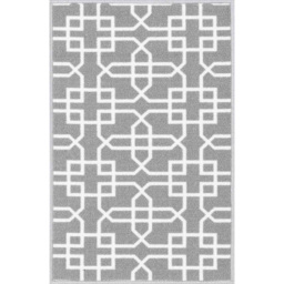 Desire Rugs Grey and Cream Anti Slip Cubed Trellis Design Door Mat 40 x 60cm