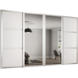 Spacepro Shaker 4 Door White Frame Mirror Sliding Wardrobe Kit 2898mm - thumbnail 1