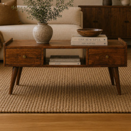 Artisan Furniture Chestnut 4 Drawer Single Shelf Elevated Mango Wood Coffee Table - thumbnail 1