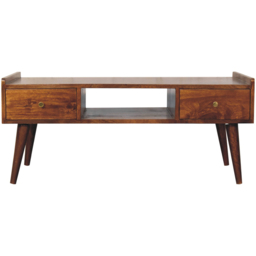 Artisan Furniture Chestnut 4 Drawer Single Shelf Elevated Mango Wood Coffee Table - thumbnail 2