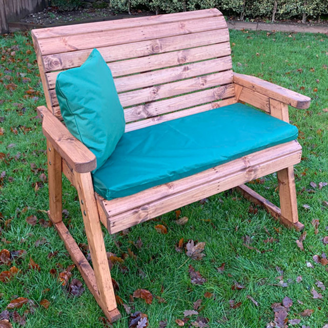 Charles Taylor 2 Seater Rocker Bench with Green Cushions - image 1