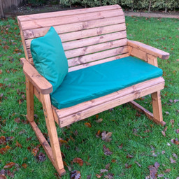 Charles Taylor 2 Seater Rocker Bench with Green Cushions - thumbnail 1