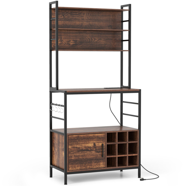 Costway Redding Brown Bakers Rack with Power Outlet - image 1