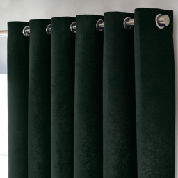 Alan Symonds Chenille Blackout Ring Top Eyelet Curtains Green 168 x 137cm - thumbnail 2