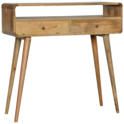 Artisan Furniture Oak 2 Drawer Single Shelf Mango Wood Curved Console Table - thumbnail 3