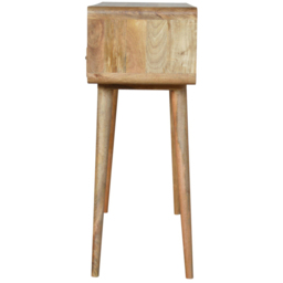 Artisan Furniture Oak 2 Drawer Single Shelf Mango Wood Curved Console Table - thumbnail 4