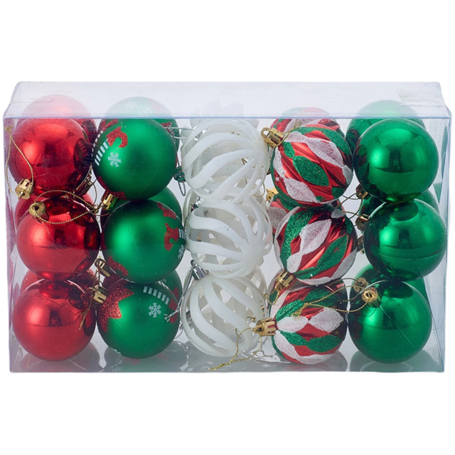 Living and Home 30 Piece Christmas Tree Ornaments Green and Red - image 1