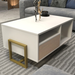 Decorotika Utopie White and Beige 2 Shelf Coffee Table