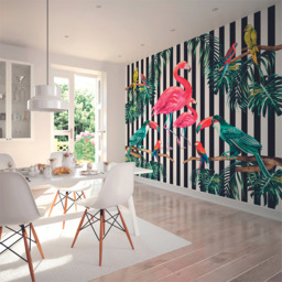 Origin Murals Flamingo Stripe Multicolour Wall Mural - thumbnail 3