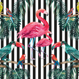 Origin Murals Flamingo Stripe Multicolour Wall Mural - thumbnail 2