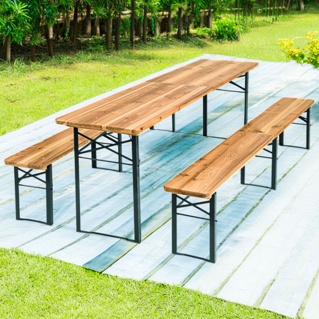 tectake Ralf 4 Seater Brown Foldable Dining Bench Set - image 1