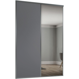 Spacepro Classic 2 Door Graphite Frame Sliding Wardrobe Kit with Single Panel and Mirror 1185mm - thumbnail 1