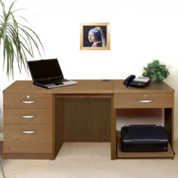 R White Cabinets SET-08-IN-EO Single Door 3 Drawer Filing Desk with Printer Shelf Brown - thumbnail 1