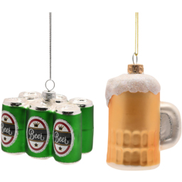 The Seasonal Gift Co Glass Beer Hanging Decoration 2 Piece