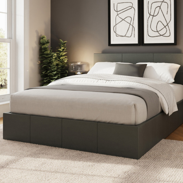GFW Small Double Grey End Lift Ottoman Bed with Stitched Headboard - image 1