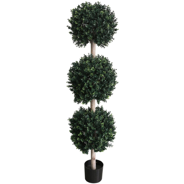 Leaf Triple Ball Topiary UV Protected Artificial Tree Pot 5ft - image 1