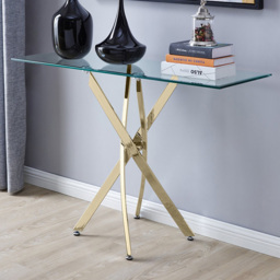 Furniturebox Tavalo Golden Glass Side Table - thumbnail 1